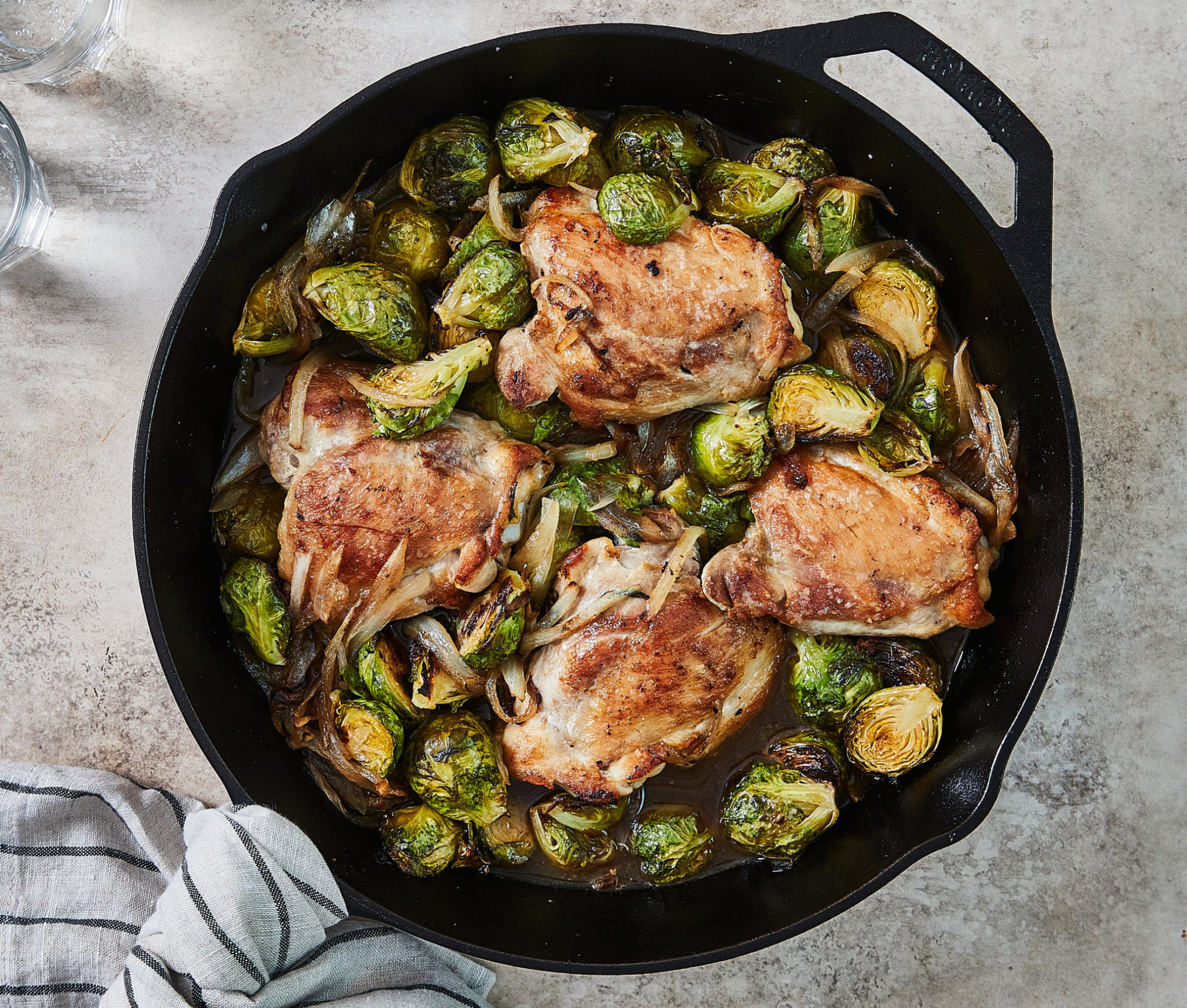 Chicken Thigh & Brussels Sprouts Skillet [One Pot] Andy The RD